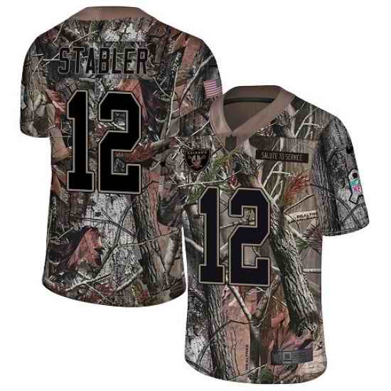 Nike Raiders #12 Kenny Stabler Camo Men Stitched NFL Limited Rush Realtree Jersey